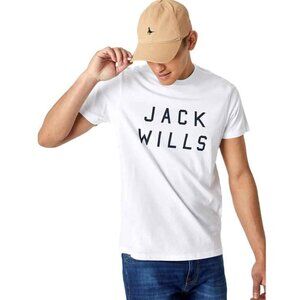 NEW JACK WILLS Men's Sutton Logo Short Sleeve Tee White